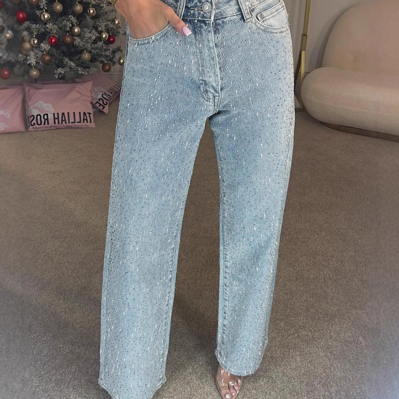 ✨Straight Leg Jeans With Rhinestones