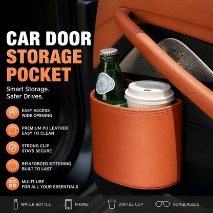 ✨ Clip-On Car Cup Holder & Organizer | Stylish PU Leather Storage