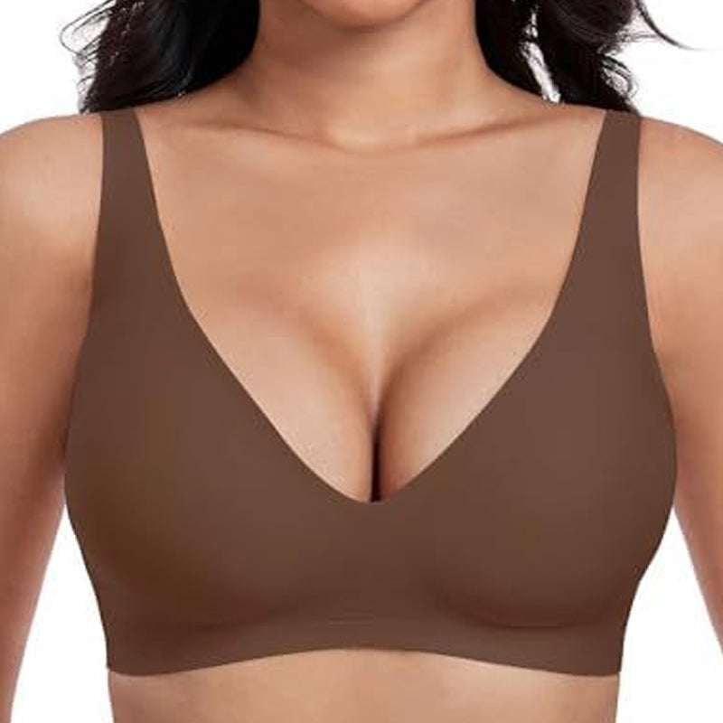 💖Womens Comfortable Wireless Bras Push Up Bralettes Seamless Tshirts Bras Deep V Everyday Bras