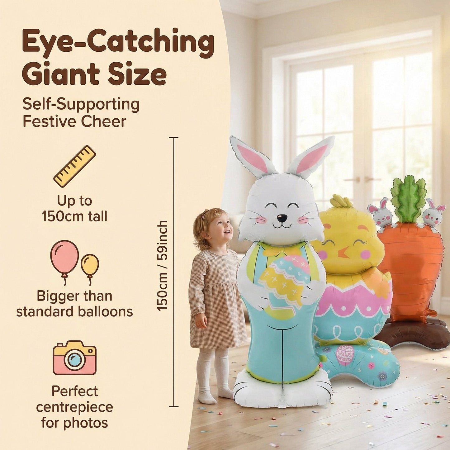 🎁Easter Early Bird Sale🐰Giant 3D Standing Bunny Balloon Self-Supporting Festive Cheer