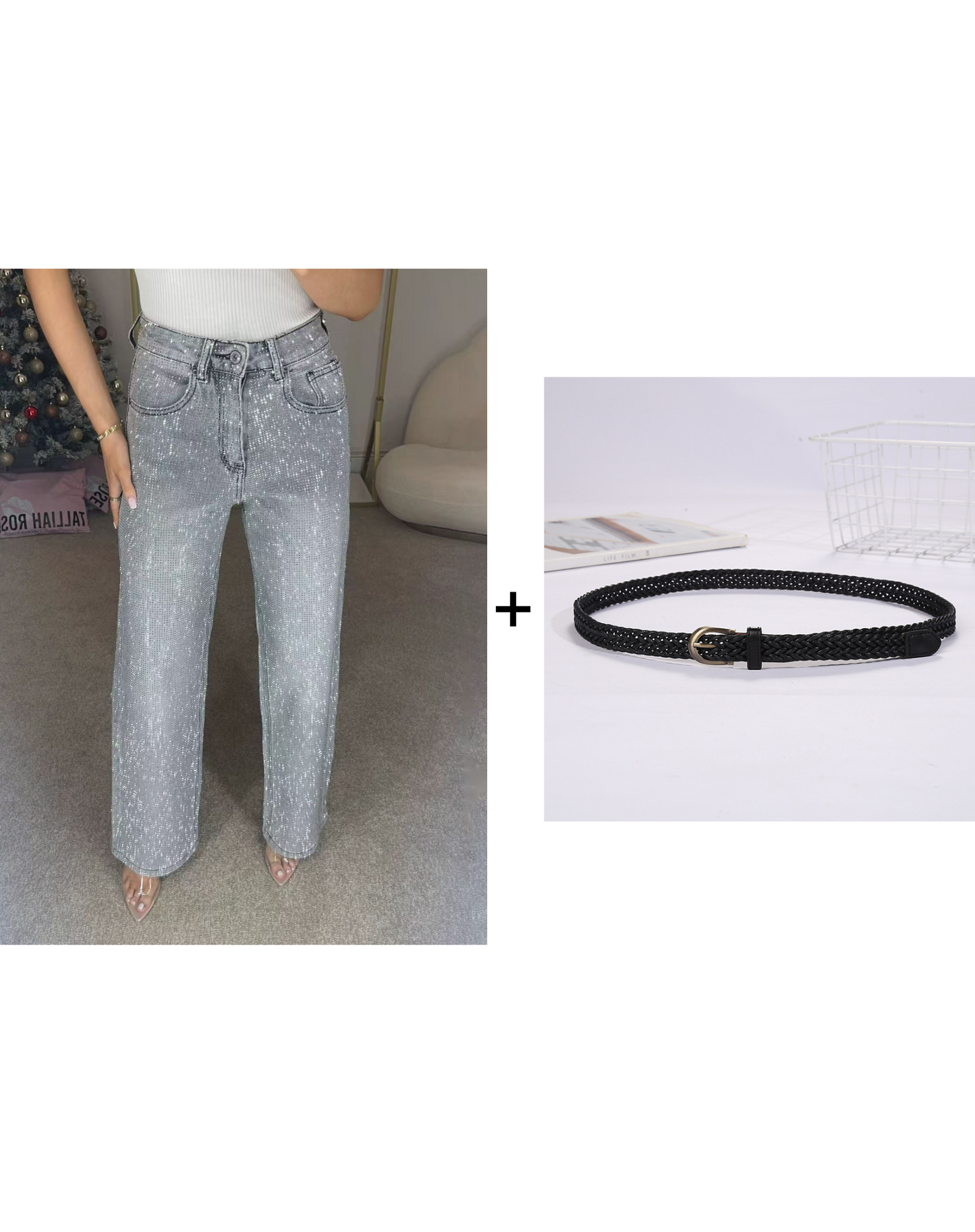 ✨Straight Leg Jeans With Rhinestones