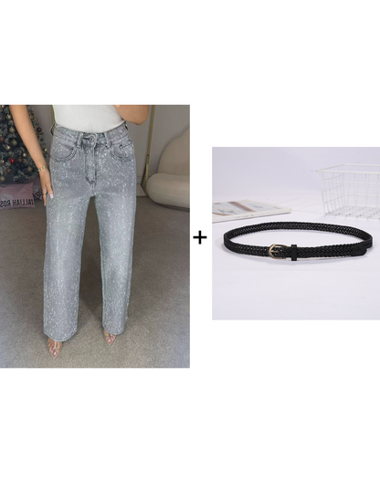 ✨Straight Leg Jeans With Rhinestones