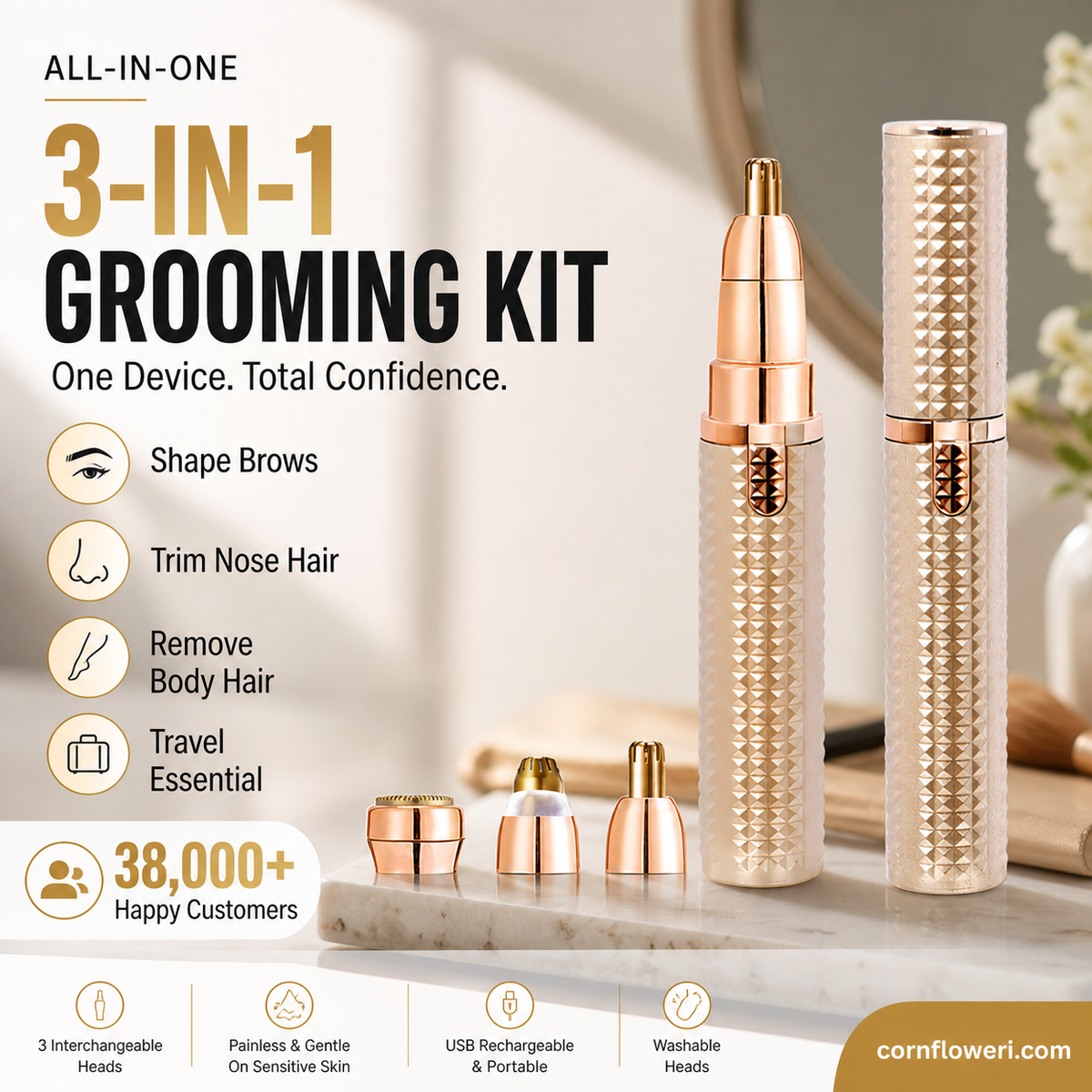 🔥 Portable Electric Eyebrow Trimmer – Interchangeable Heads 🪒