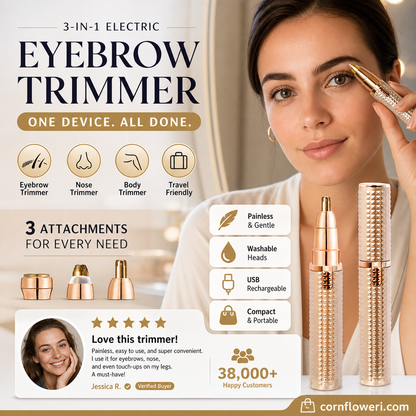 🔥 Portable Electric Eyebrow Trimmer – Interchangeable Heads 🪒