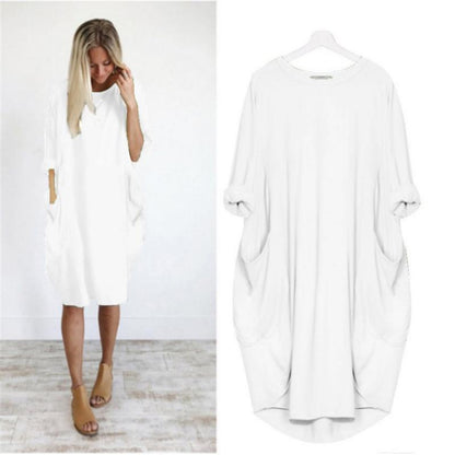 🎉Hot sale💝 Women Casual Loose Pocket Long Sleeves Dress