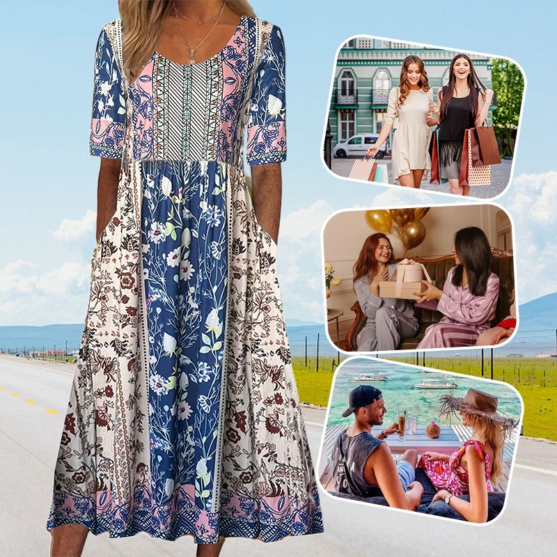 🔥Women’s Elegant Bohemian Print Dress