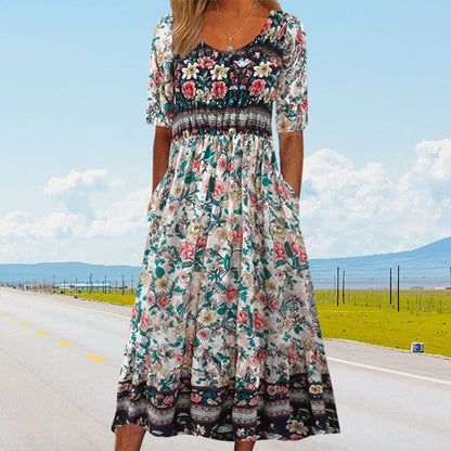 🔥Women’s Elegant Bohemian Print Dress