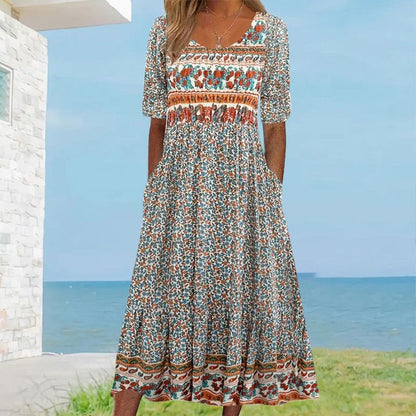 🔥Women’s Elegant Bohemian Print Dress