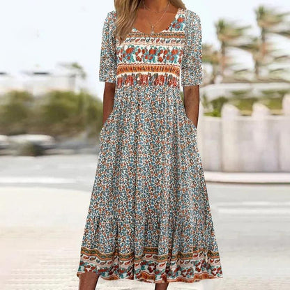 🔥Women’s Elegant Bohemian Print Dress
