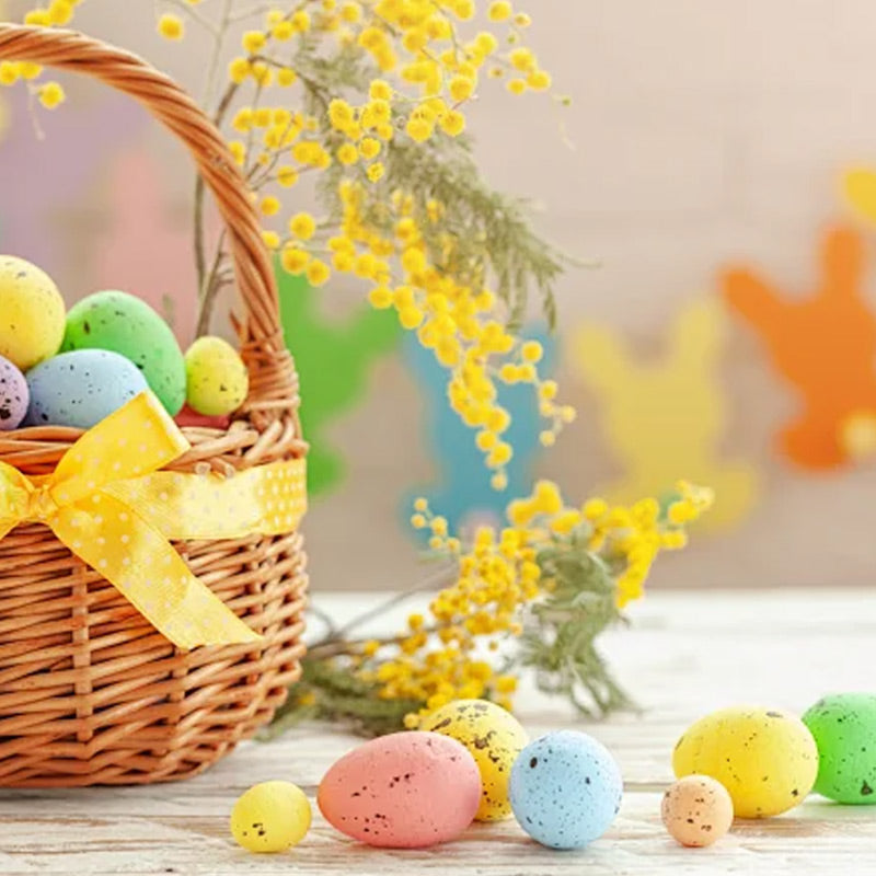 100pcs Easter Colored Foam Simulated Speckled Eggs