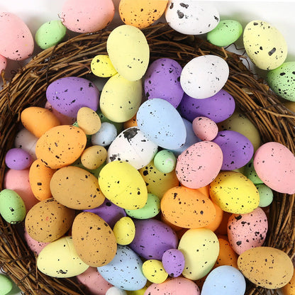 100pcs Easter Colored Foam Simulated Speckled Eggs