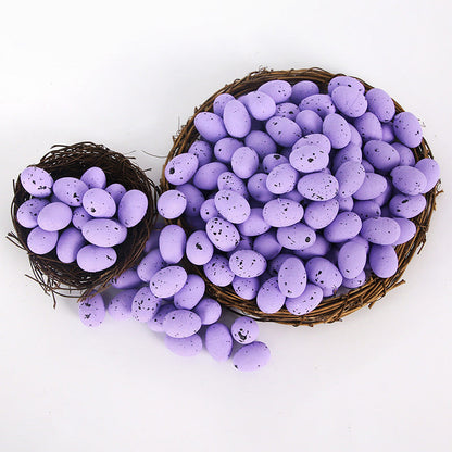 100pcs Easter Colored Foam Simulated Speckled Eggs