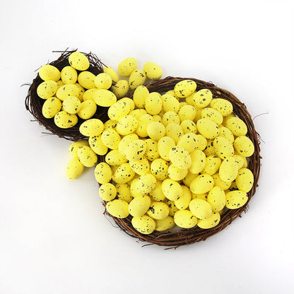 100pcs Easter Colored Foam Simulated Speckled Eggs