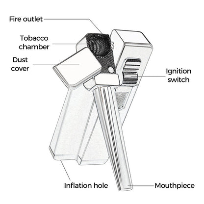 Slant Flame Inflatable tobacco Pipe Dual Purpose Lighter
