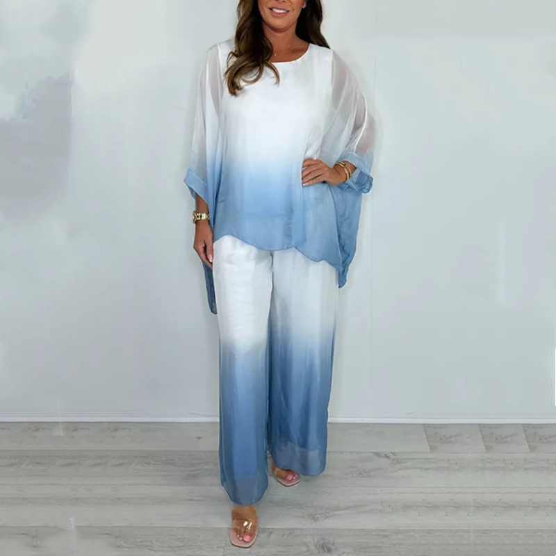 🌸Mesh Mix Dip Dye Loose Flowy Top & Trouser Set