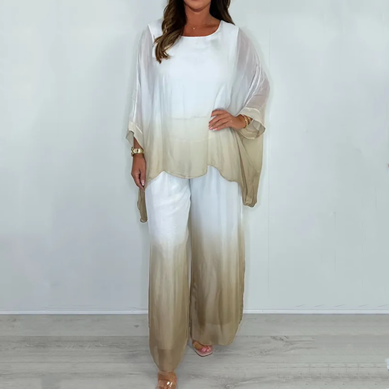 🌸Mesh Mix Dip Dye Loose Flowy Top & Trouser Set
