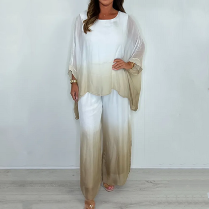 🌸Mesh Mix Dip Dye Loose Flowy Top & Trouser Set