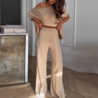 💕Women’s Casual One Shoulder Top & Pants Two-Piece Set