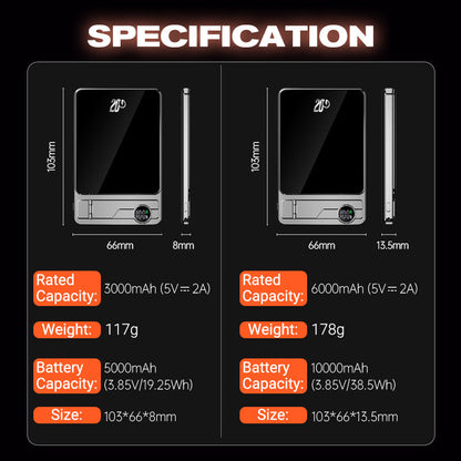 Ultra-thin Fast Charging with Built-in Bracket Lanyard Magnetic Wireless External Battery Mobile Power Supply