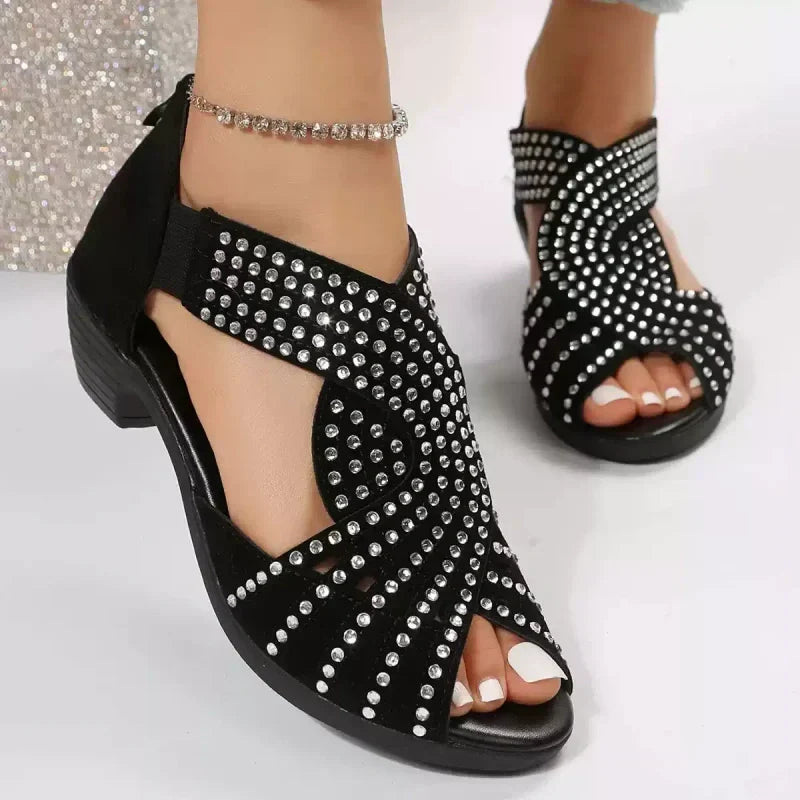 Women's Retro Open Toe Thick Heel Sandals