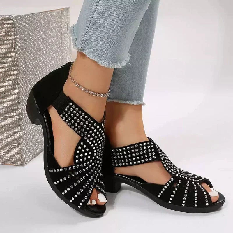 Women's Retro Open Toe Thick Heel Sandals