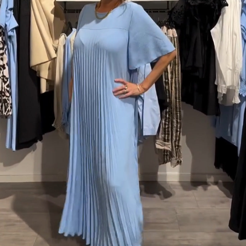 💖Women's Round Neck Solid Color Loose Dress