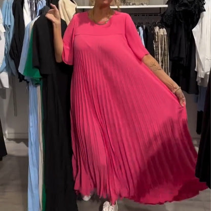 💖Women's Round Neck Solid Color Loose Dress