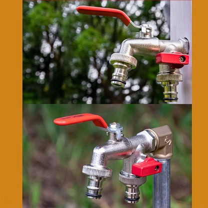 🔥Universal Stainless Steel Double Outlet Garden Water Faucet
