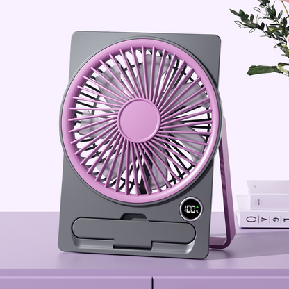 Powerful Breeze Slim Card Fan - 6 Speed, USB Charging and Cell Phone Holder