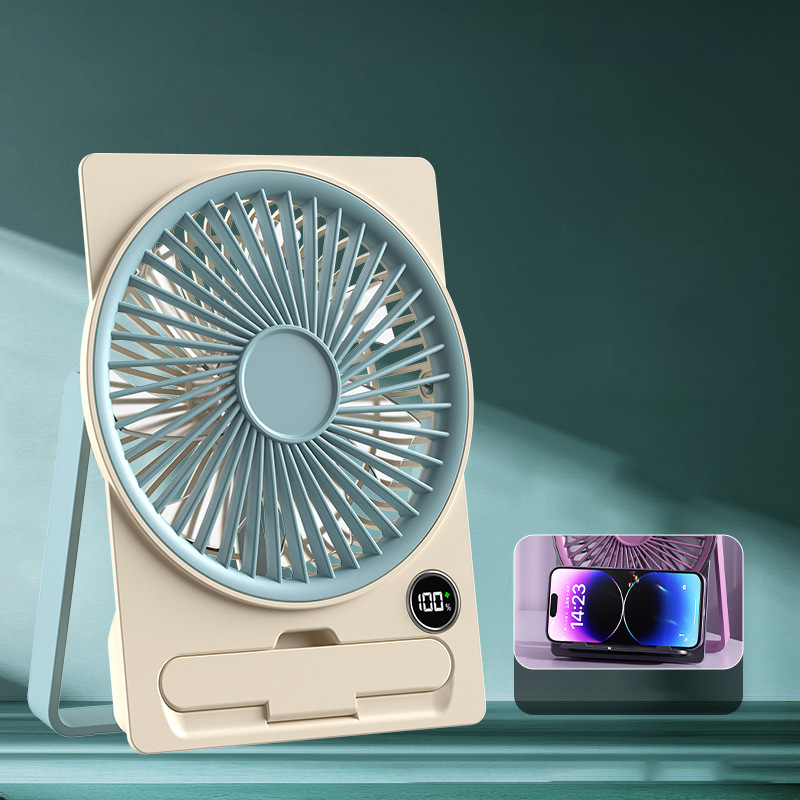 Powerful Breeze Slim Card Fan - 6 Speed, USB Charging and Cell Phone Holder