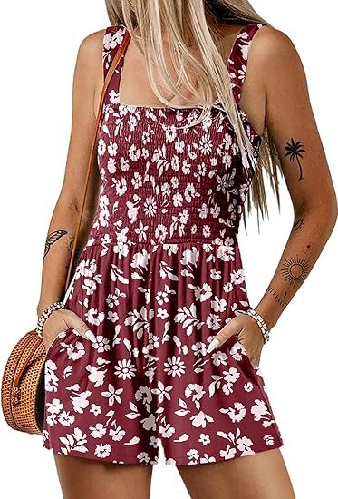 💃 Floral Print Sleeveless Shorts Jumpsuit with Pockets