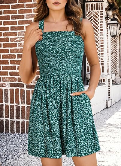 💃 Floral Print Sleeveless Shorts Jumpsuit with Pockets