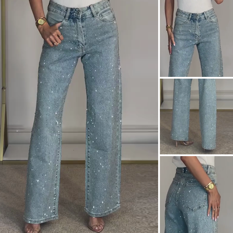 ✨Straight Leg Jeans With Rhinestones