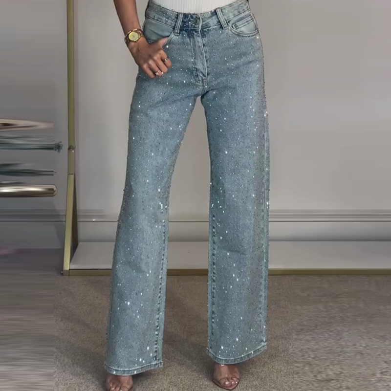 ✨Straight Leg Jeans With Rhinestones