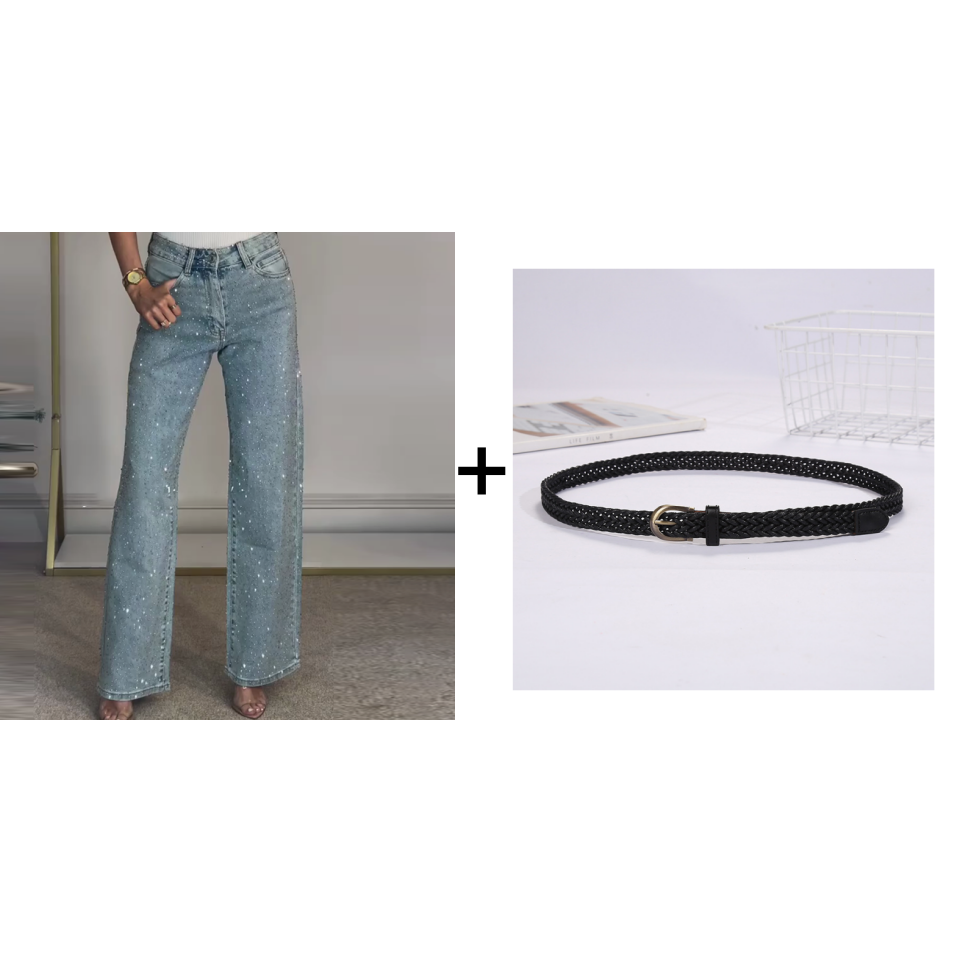 ✨Straight Leg Jeans With Rhinestones