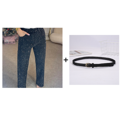 ✨Straight Leg Jeans With Rhinestones