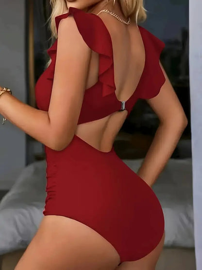 👗Sexy Ruffled One-piece Swimsuit