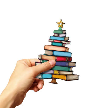 Book Stack Christmas Tree Suncatcher