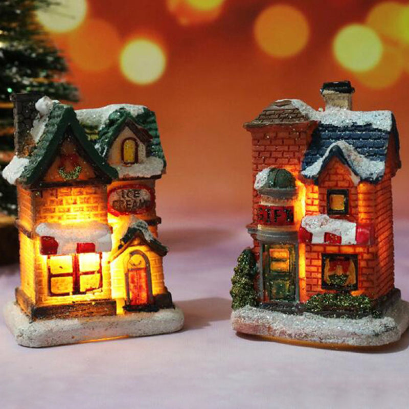 Miniature LED Lighted Christmas Village House