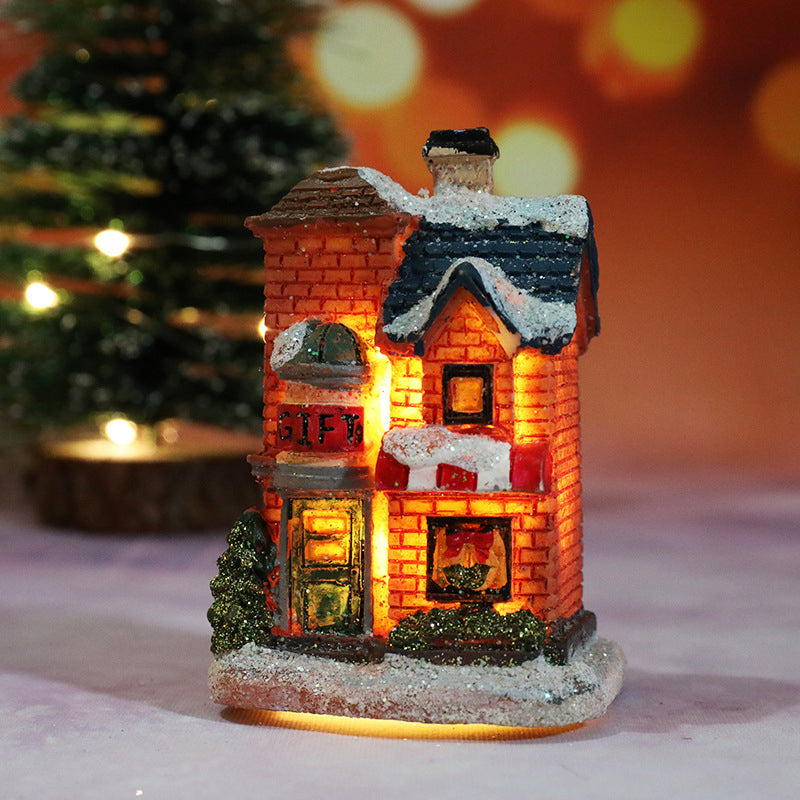 Miniature LED Lighted Christmas Village House