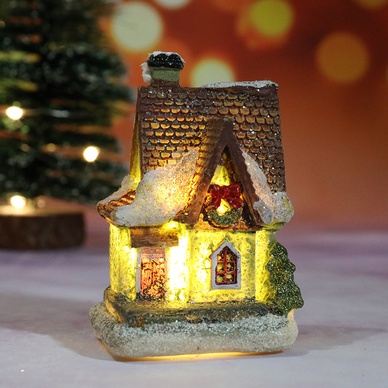 Miniature LED Lighted Christmas Village House