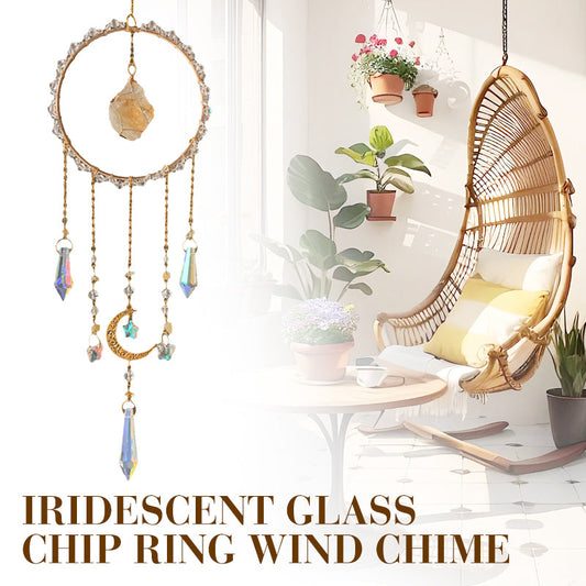 Iridescent Glass Chip Ring Wind Chime