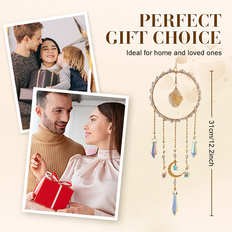 Iridescent Glass Chip Ring Wind Chime