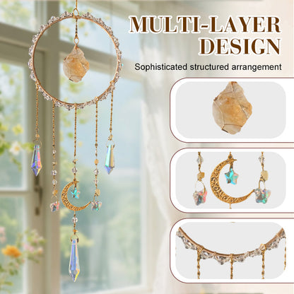 Iridescent Glass Chip Ring Wind Chime