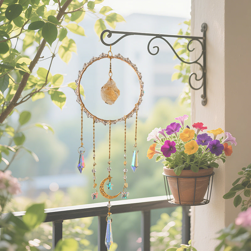 Iridescent Glass Chip Ring Wind Chime