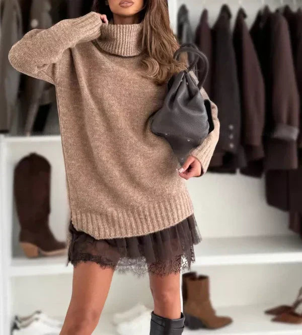 🔥Turtleneck Sweater Mini Dress Set