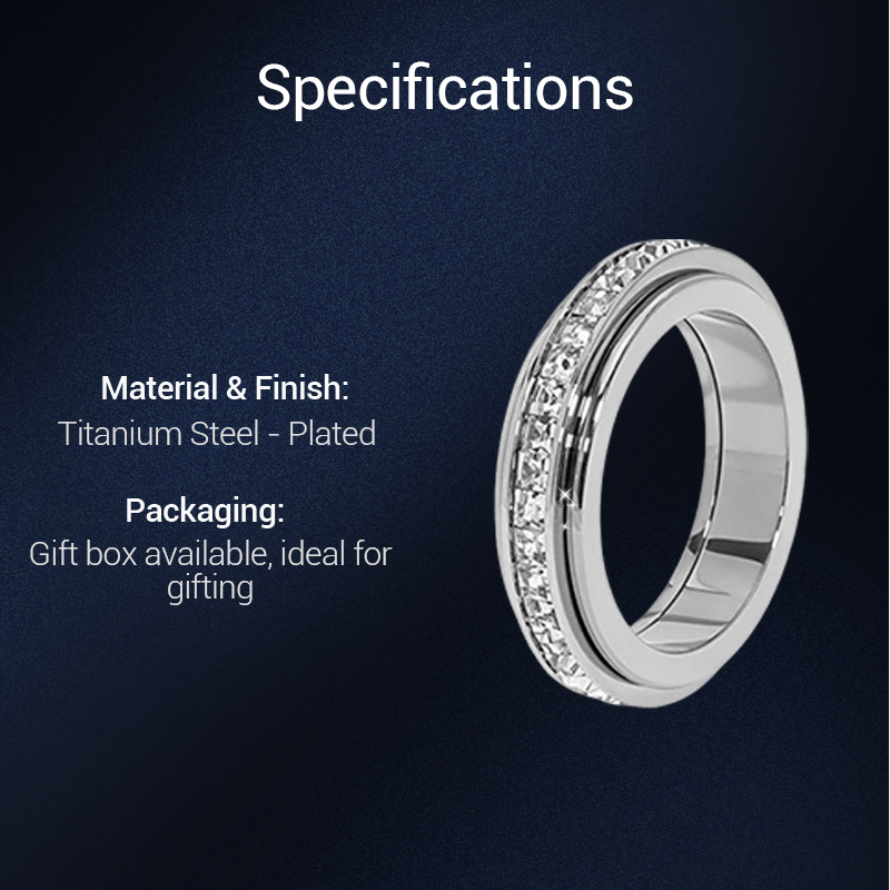 Titanium Steel Rotatable Spinner Ring with Zirconia