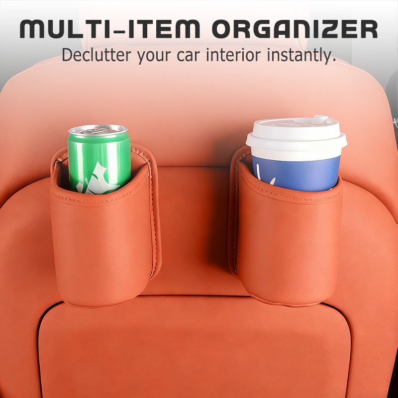 ✨ Clip-On Car Cup Holder & Organizer | Stylish PU Leather Storage