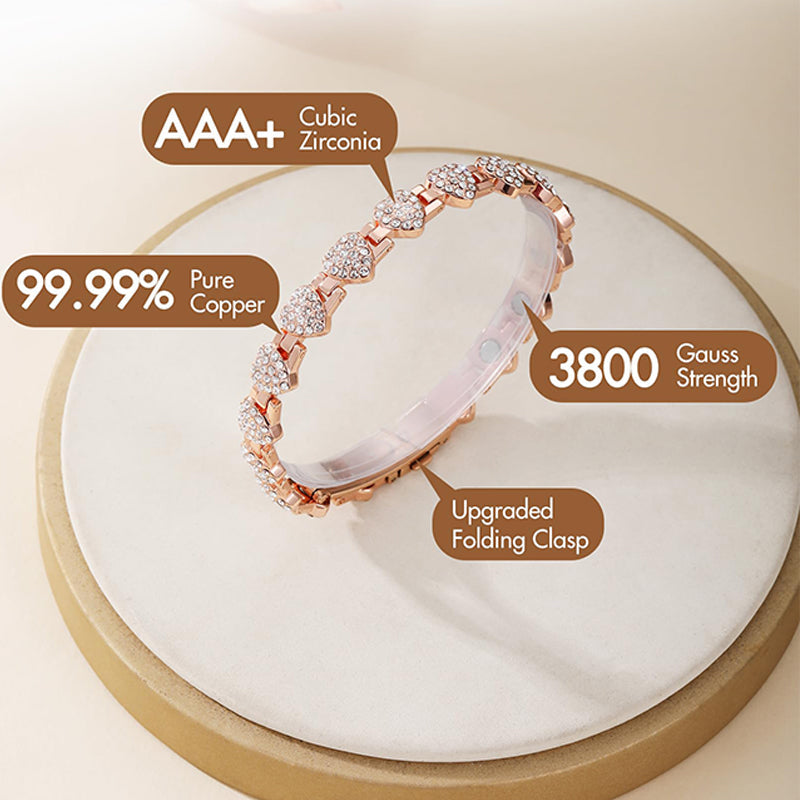 Women's Dazzling Heart-Shaped Magnetic Copper Bracelets