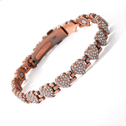 Women's Dazzling Heart-Shaped Magnetic Copper Bracelets